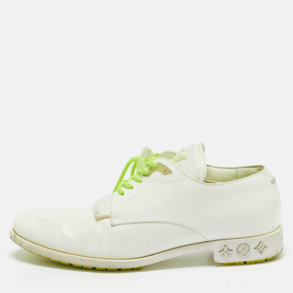 Louis Vuitton White Leather Lace Up Oxfords Size 41.5