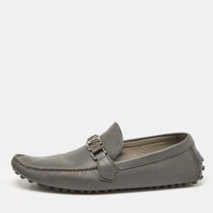 Louis Vuitton Grey Leather Hockenheim Loafers Size 44
