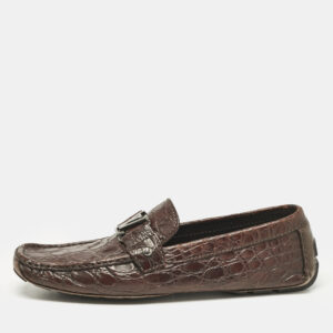 Louis Vuitton Dark Brown Alligator Leather Monte Carlo Loafers Size 43.5