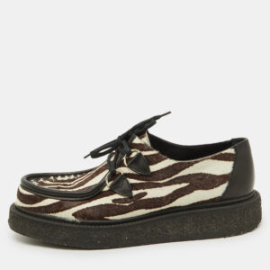 Louis Vuitton Brown Animal Print Calf Hair Creepers Platform Oxfords Size 43