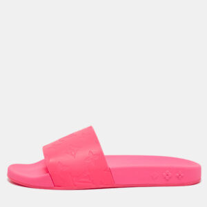 Louis Vuitton Pink Rubber Waterfront  Pool Slides Size 39