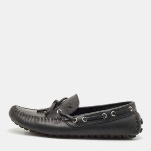 Louis Vuitton Black Leather Bow Slip On Loafers Size 39