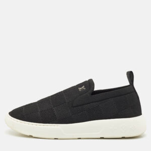 louis vuitton navy blue knit fabric pacific slip on sneakers size 41.5