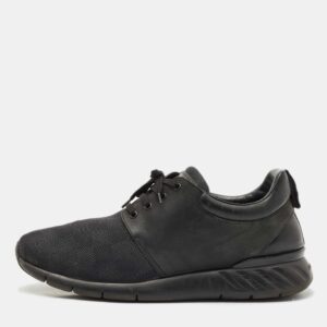 Louis Vuitton Black Damier Neoprene and Leather Fastlane Sneakers Size 44.5