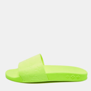 Louis Vuitton Green Rubber Waterfront  Pool Slides Size 41