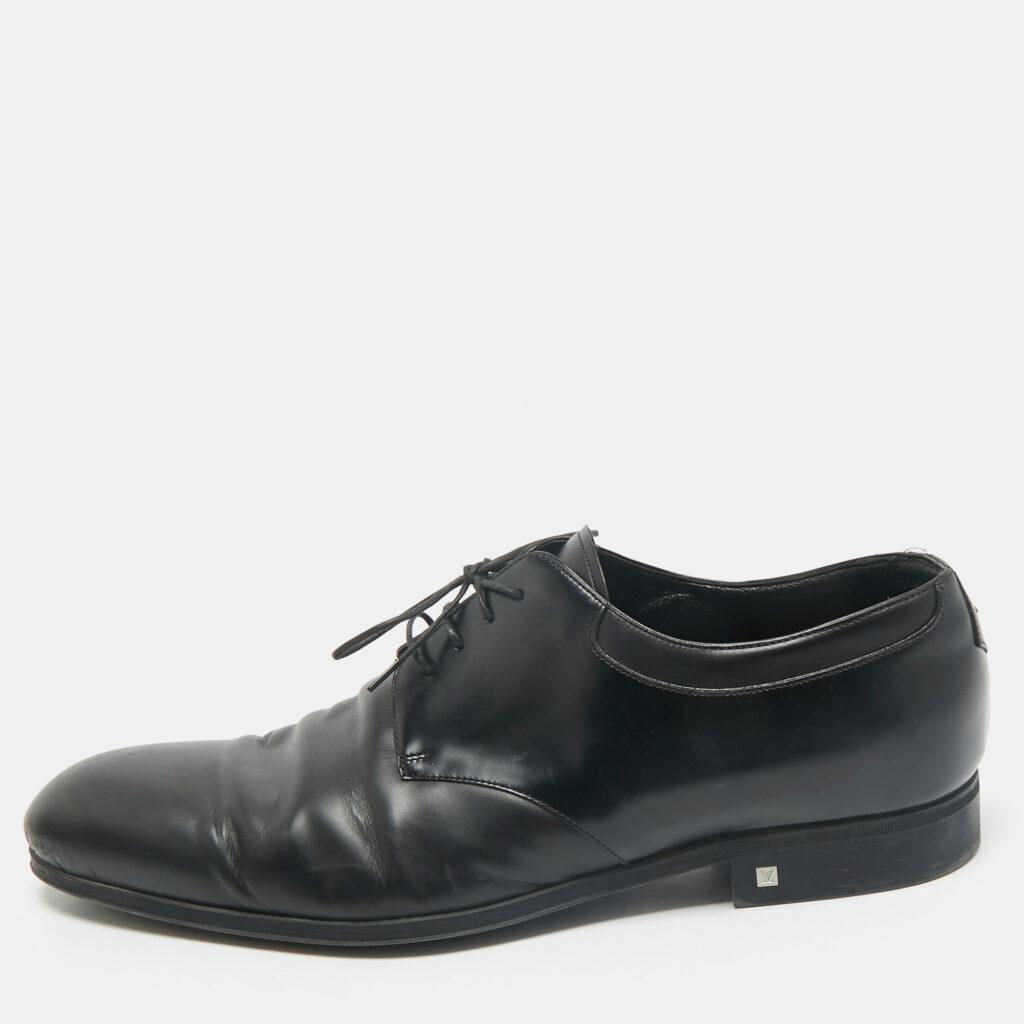 luxury-men-louis-vuitton-used-shoes-p1167089-003 Louis Vuitton Black Leather Lace Derby Size 44.5