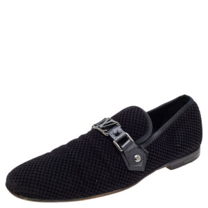 Louis Vuitton Petit Damier Ebene Suede  Monte Carlo Moccasins Size 41.5