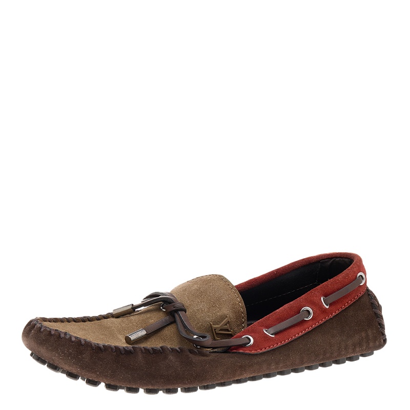 Louis Vuitton Multicolor Suede Arizona Slip On Loafers Size 42