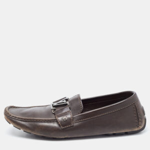 Louis Vuitton Dark Brown Leather Monte Carlo Loafers Size 41