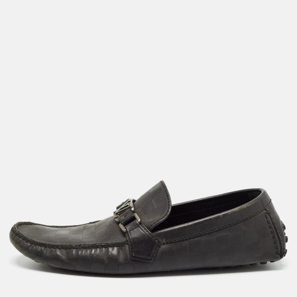 luxury-men-louis-vuitton-used-shoes-p952028-010 Louis Vuitton Black Leather Hockenheim Loafers Size 43.5