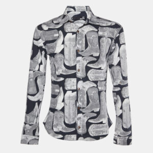 Love Moschino Grey Boots Print Poplin Shirt XL