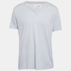 Maison Martin Margiela Blue Jersey V-Neck T-Shirt XL