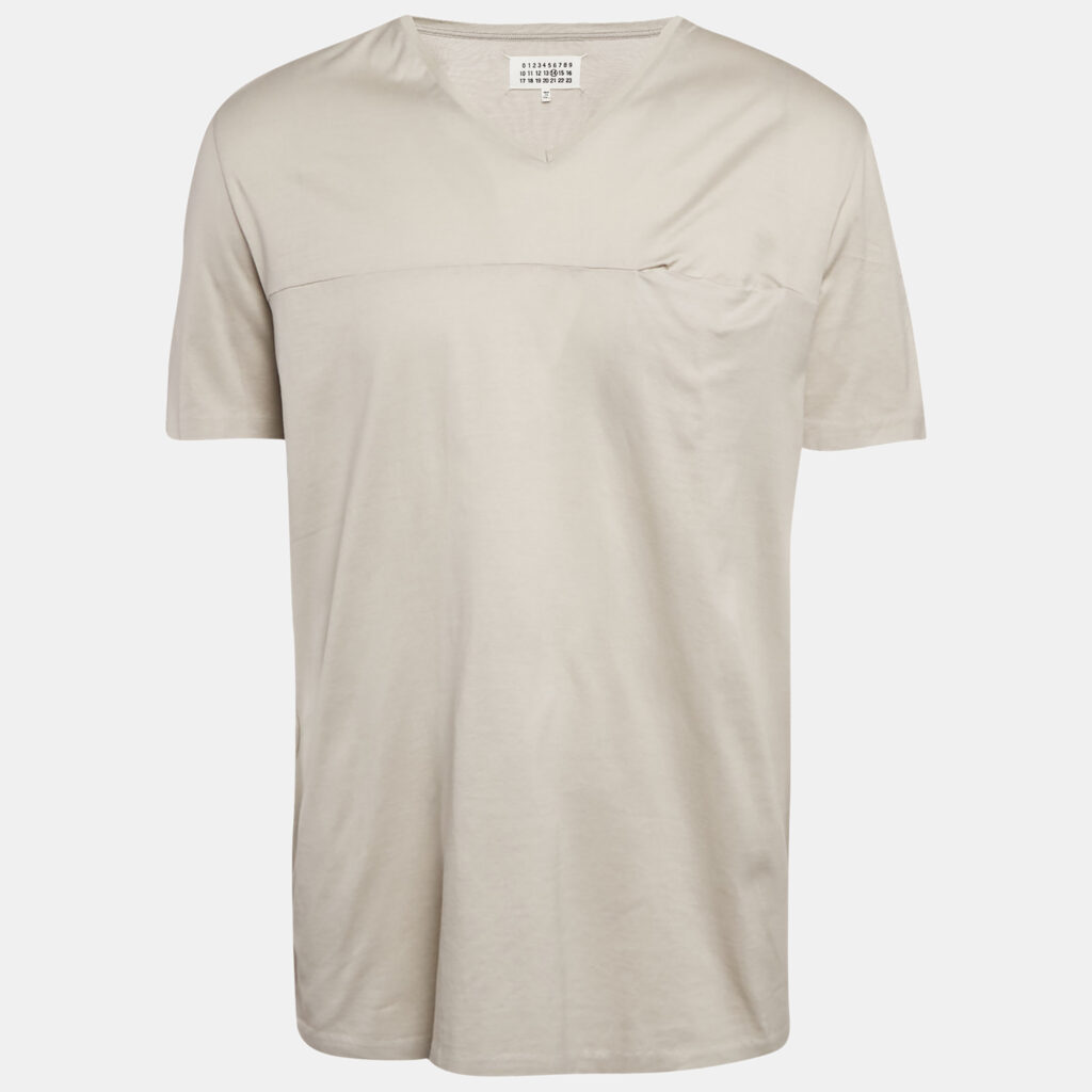 luxury-men-maison-martin-margiela-used-clothes-p1149326-005 Maison Martin Margiela Grey Cotton V-Neck T-Shirt XL