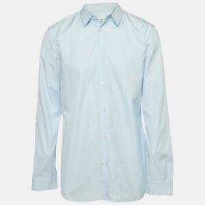 Maison Martin Margiela Blue Tulle Trim Collar Cotton Shirt XXL