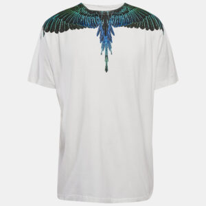 Marcelo Burlon White Feather Print Crew Neck T-Shirt XXL