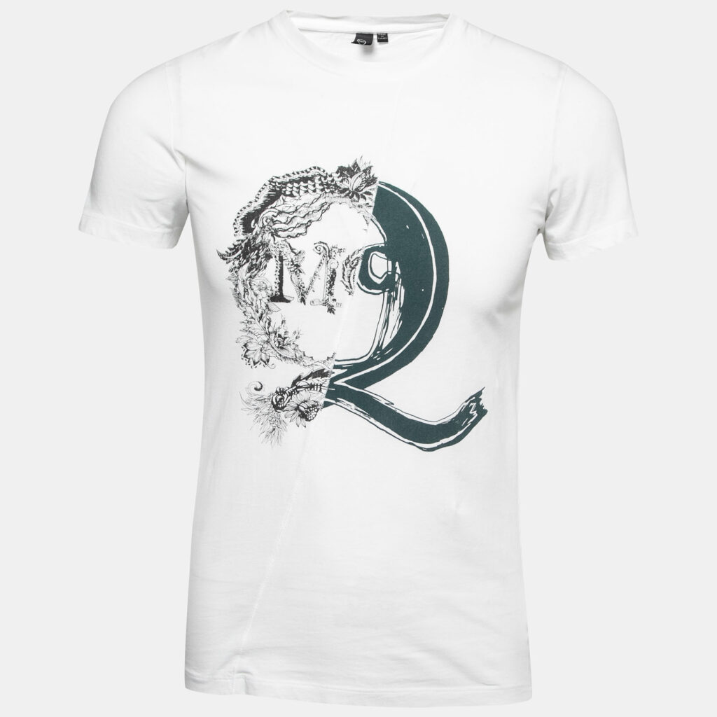 luxury-men-mcq-by-alexander-mcqueen-used-clothes-p802689-001 McQ by Alexander McQueen White Logo Print Cotton Crew Neck T-Shirt XS