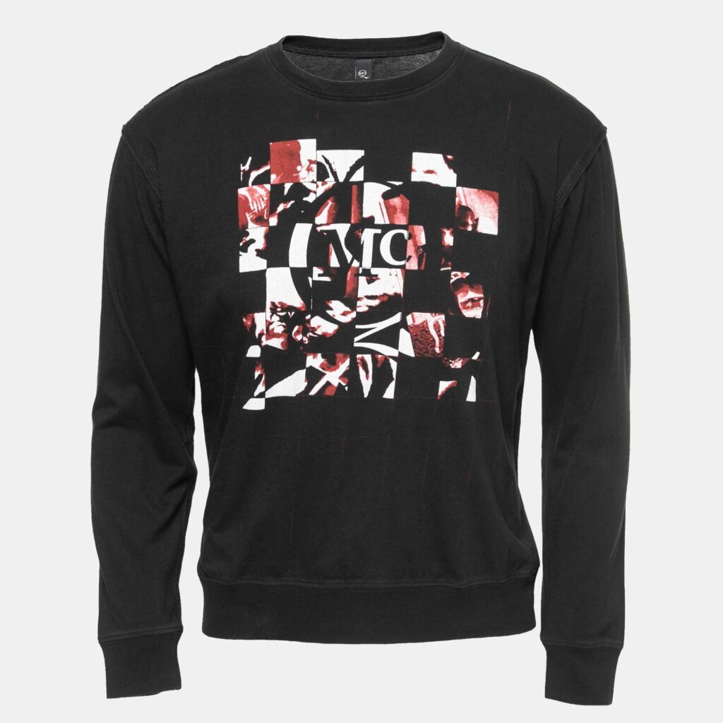 luxury-men-mcq-by-alexander-mcqueen-used-clothes-p802886-001 McQ by Alexander McQueen Black Printed Cotton Knit Crew Neck T-Shirt S