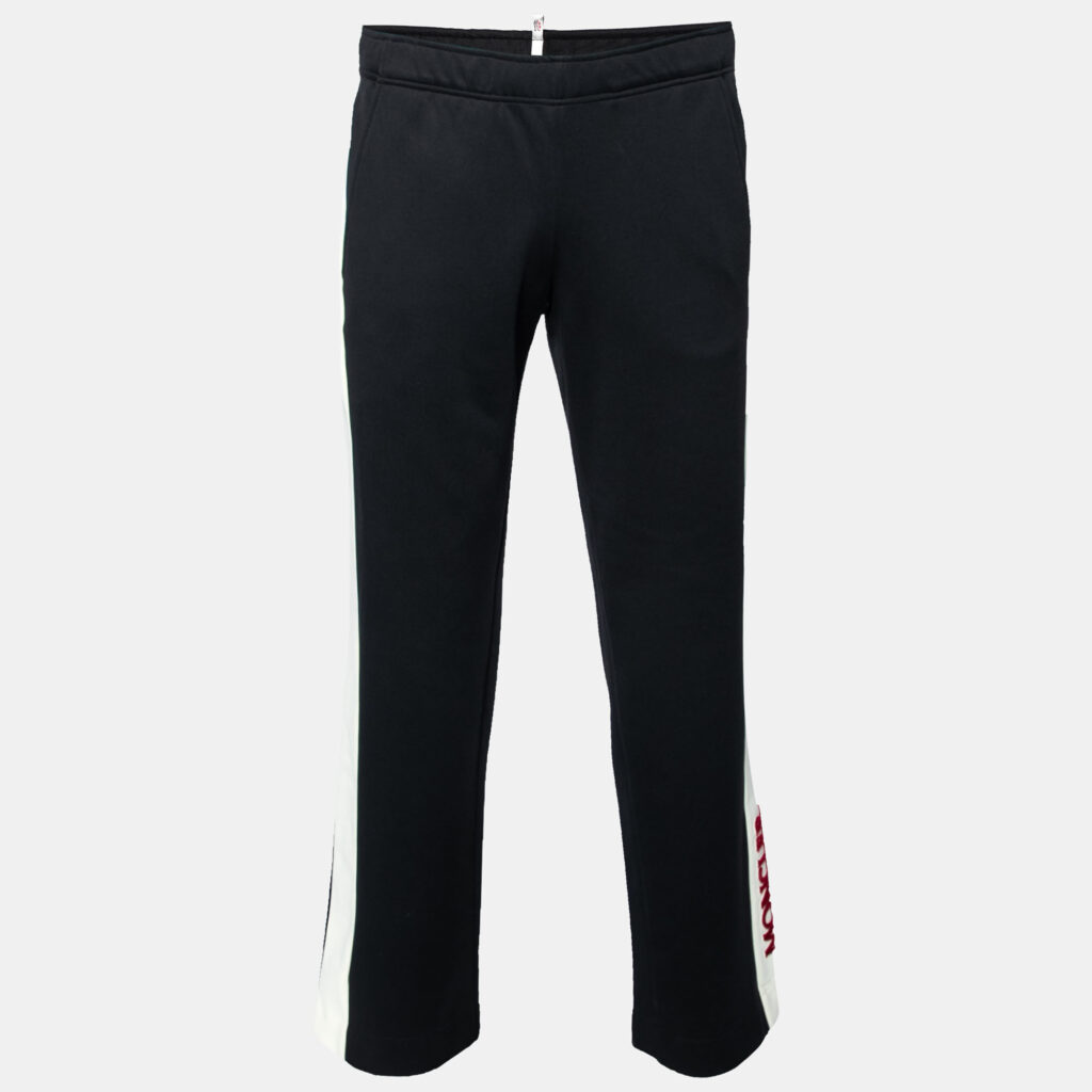 luxury-men-moncler-grenoble-used-clothes-p625188-001-2 Moncler Grenoble Black Jersey Contrast Trimmed Sweatpants S