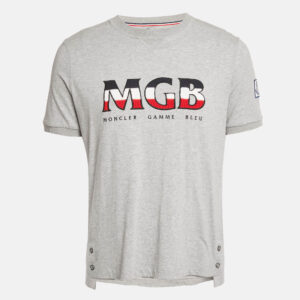 Moncler Grey Cotton Logo Applique Crew Neck L