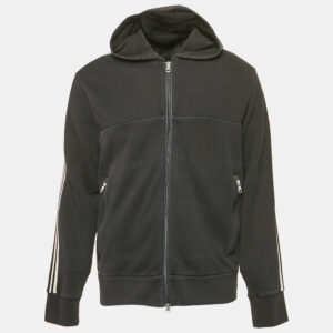 Moncler Black Jersey Zip-Up Hooded Jacket XL