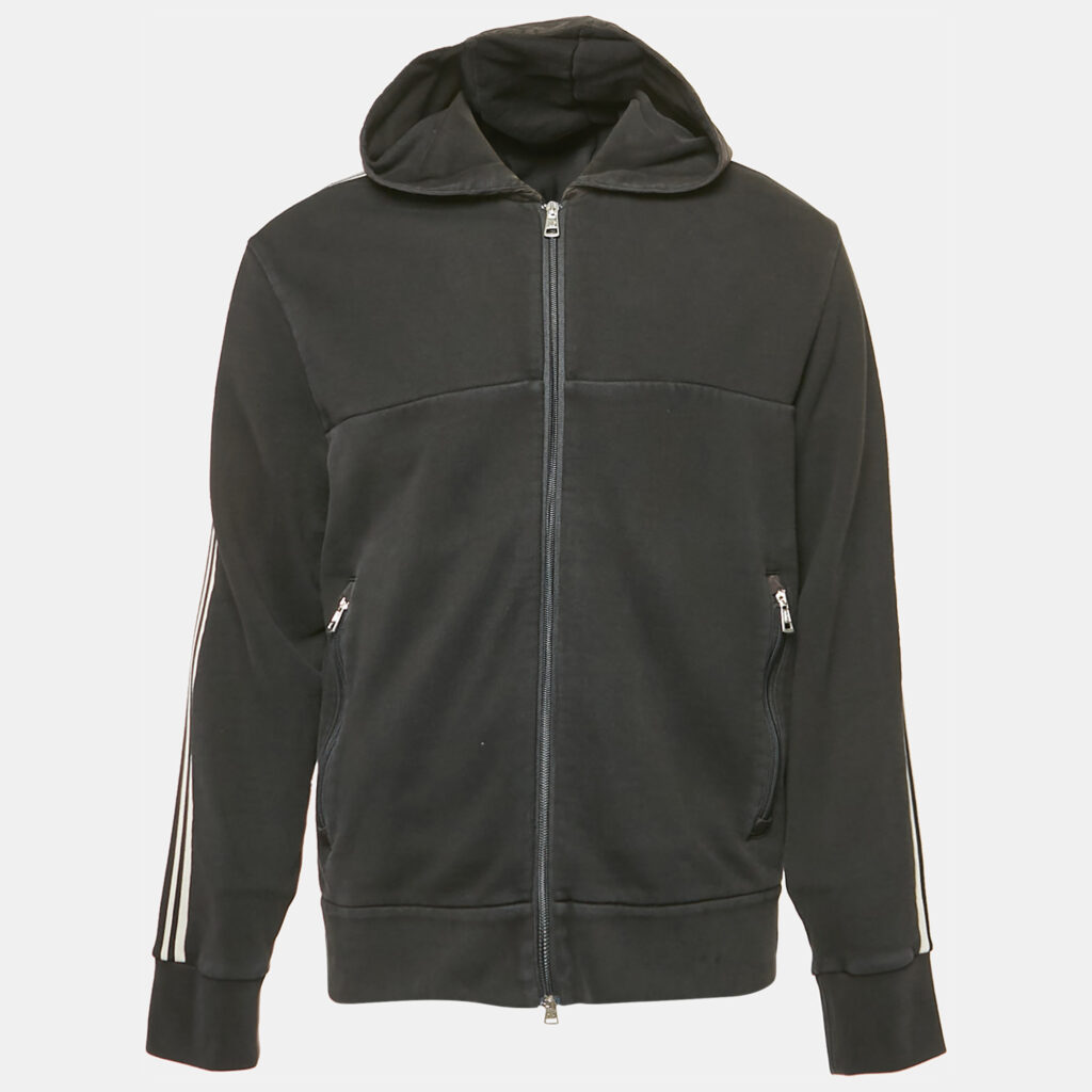 luxury-men-moncler-used-clothes-p1160226-007 Moncler Black Jersey Zip-Up Hooded Jacket XL