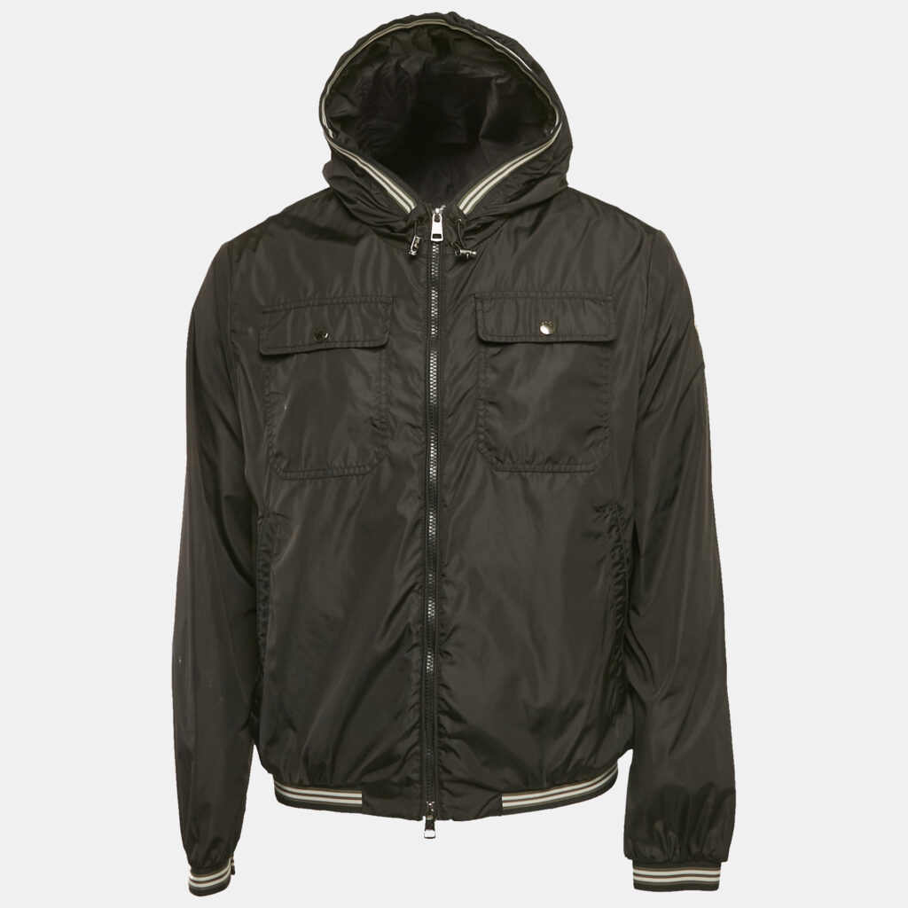 luxury-men-moncler-used-clothes-p1164932-005 Moncler Black Nylon Hooded Zip-Up Jean-Claude Jacket M