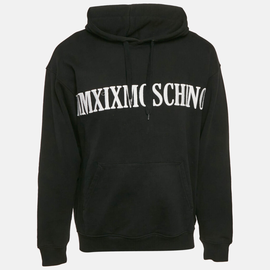 luxury-men-moschino-couture-used-clothes-p1129854-001 Moschino Couture Black Embroidered Cotton Hoodie M