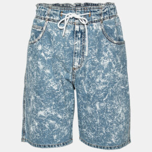 MSGM Blue Denim Acid Wash Drawstring Shorts M