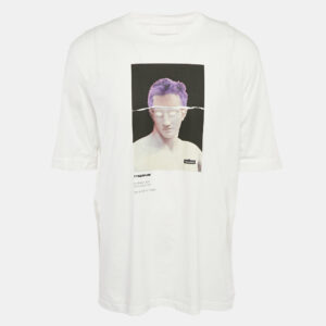 Neil Barrett White Cyberpunk Print Jersey Slim Rolled Up Sleeve T-Shirt XL