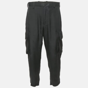 Neil Barrett Black Gabardine Loose Fireman Cargo Trousers XL