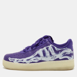 Nike Purple Leather Force 1 Low '07 QS "Purple Skeleton Halloween Sneakers Size 40