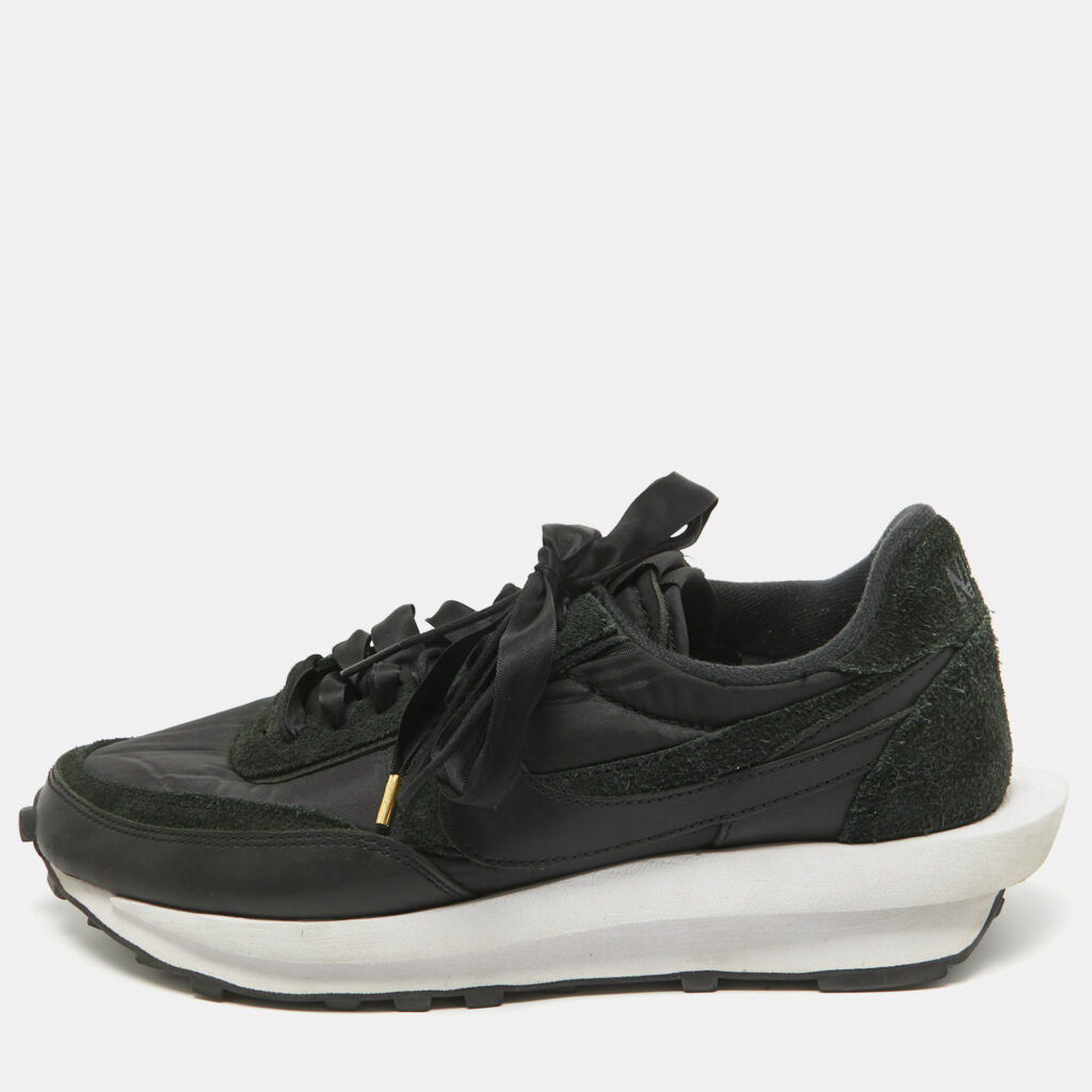 luxury-men-nike-x-sacai-used-shoes-p1022871-001 Nike x Sacai Black/Grey Suede and Nylon LD Waffle Sneakers Size 46