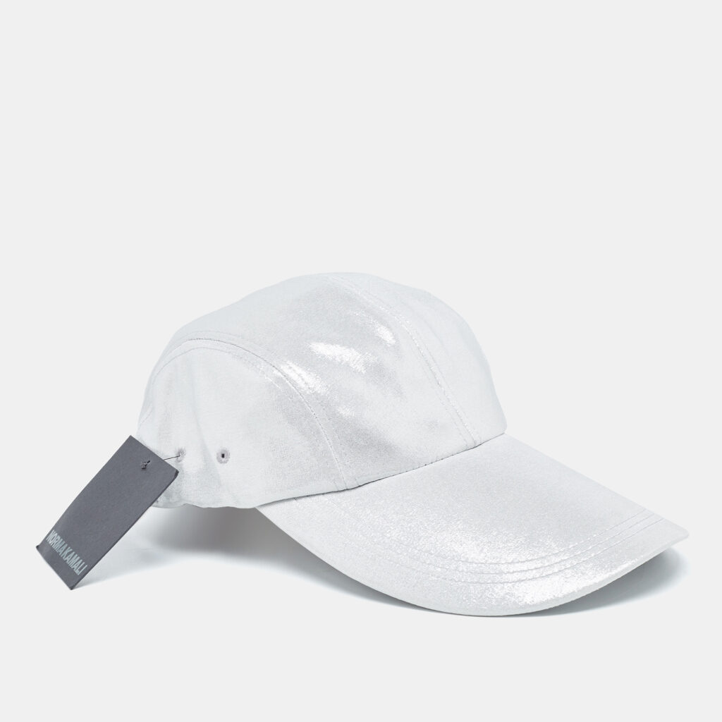 luxury-men-norma-kamali-new-accessories-p918149-002 Norma Kamali Silver Lame Long Bill Baseball Cap One Size