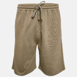 Off-White Khaki Green Cotton Knit Shorts S