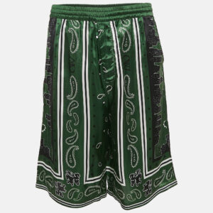 Off-White Green Bandana Print Satin Bermuda Shorts M