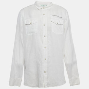 Off-White White Arrow Extension Print Hemp Long Sleeve Shirt M