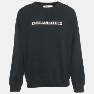 Off-White Black Logo Print Cotton Sweatshirt L