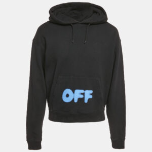 Off-White Black Logo Print Cotton Hooded Sweatshirt XS