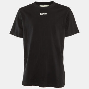 Off-White Black Airport Tape Arrow Print Cotton Crew Neck T-Shirt L