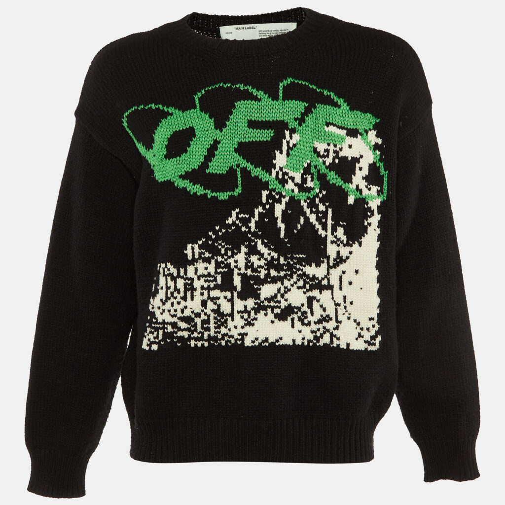 luxury-men-off-white-used-clothes-p1152217-001 Off-White Tri Color Knit Wool Crew Neck Sweater S