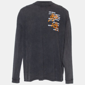 Off-White Grey Terry Knit Pictogram Incompiuto Sweatshirt L