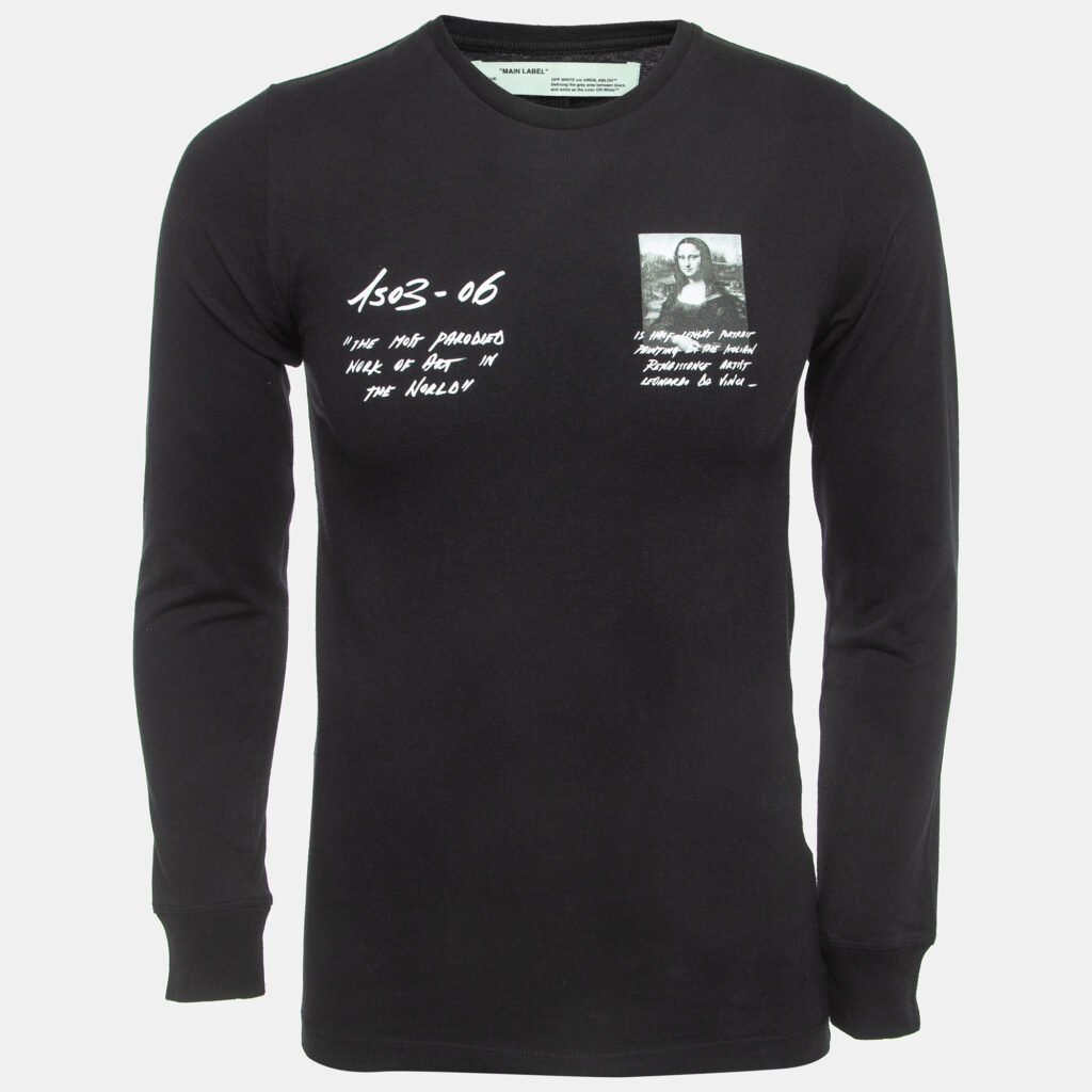 luxury-men-off-white-used-clothes-p904132-001 Off-White Black Monalisa Print Cotton Long Sleeve T-Shirt XS