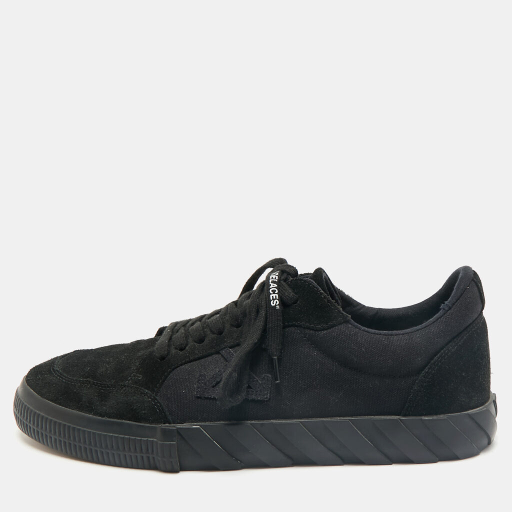 luxury-men-off-white-used-shoes-p1158027-001 Off-White Black Suede Vulcanized Lace Up Sneakers Size 46