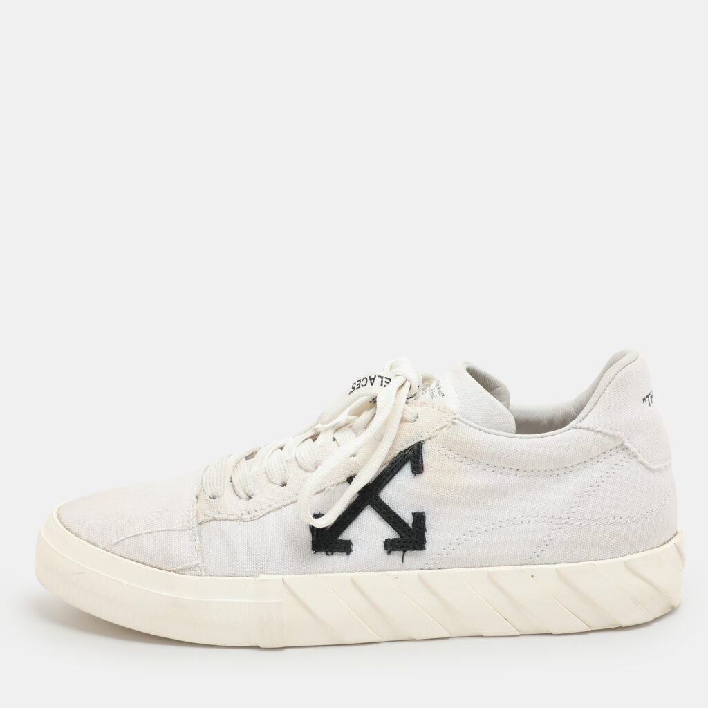 luxury-men-off-white-used-shoes-p1161210-001 Off-White White Canvas Vulcanized Low Top Sneakers Size 41