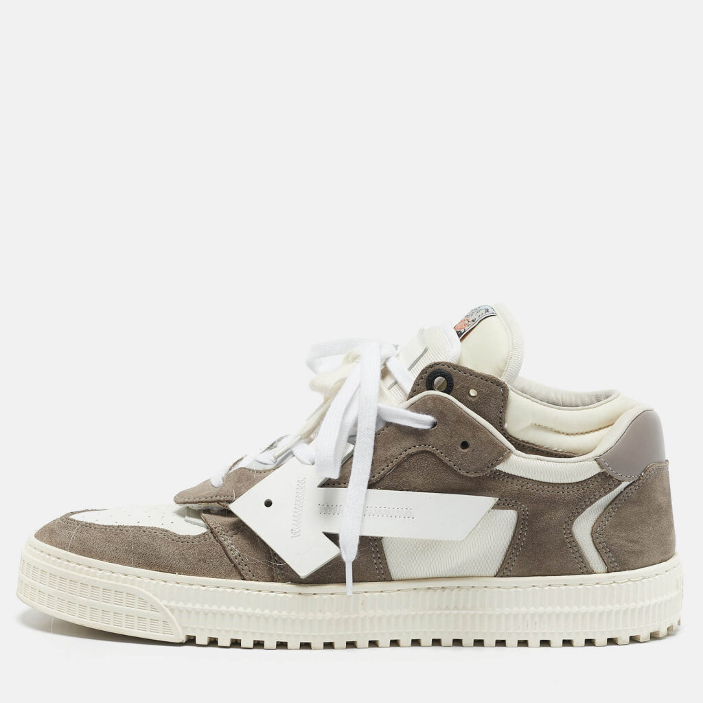 luxury-men-off-white-used-shoes-p1162891-010 Off-White White/Grey Leather and Suede Out of Office Low Top Sneakers Size 45