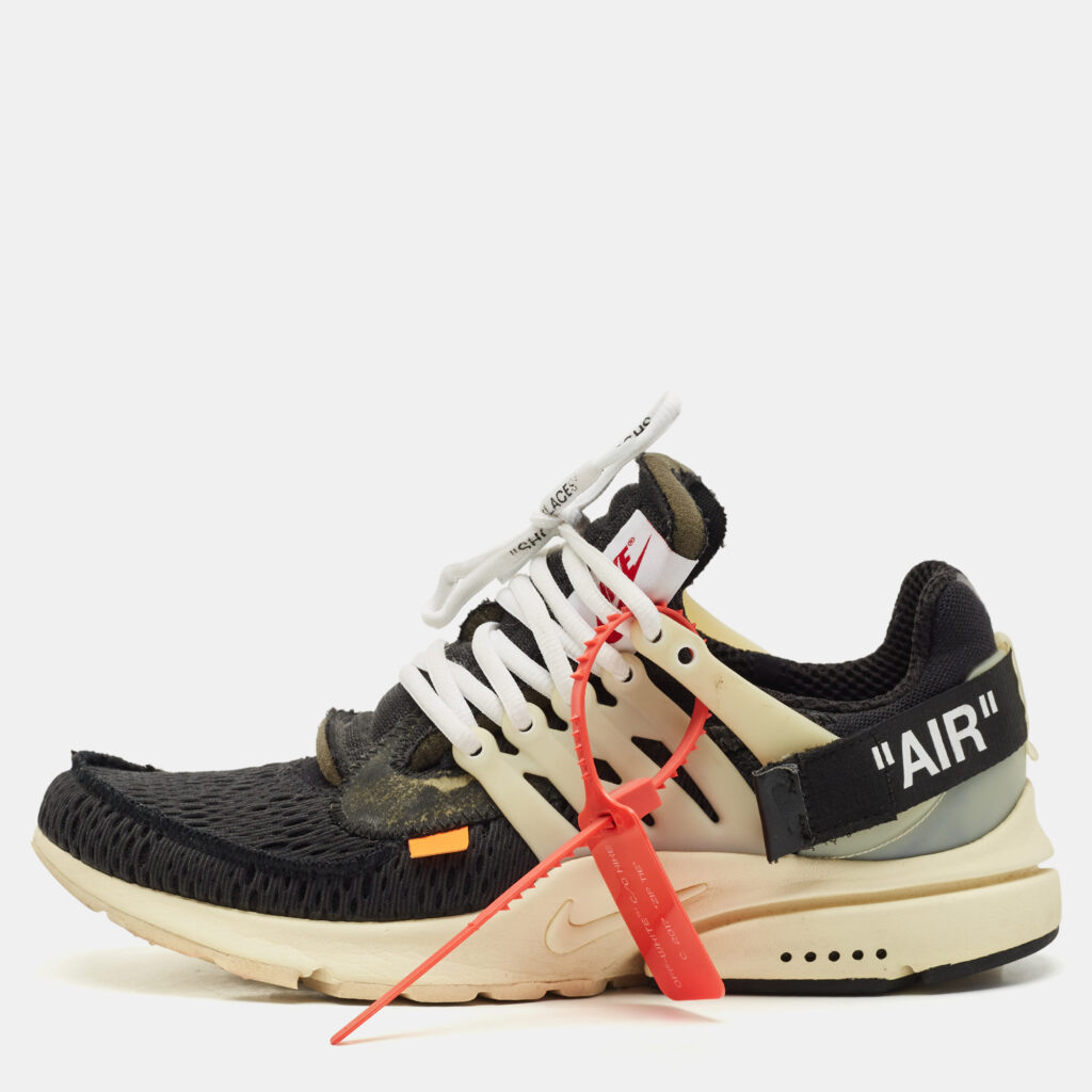 luxury-men-off-white-x-nike-used-shoes-p1166943-001 Off-White x Nike Black Mesh Air Presto Sneakers Size 42.5