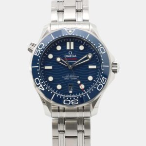 Omega Blue Stainless Steel Seamaster 210.30.42.20.03.001 Automatic Men's Wristwatch 42 mm