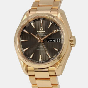 omega grey 18k rose gold seamaster aqua terra 231.50.43.22.06.003 automatic men's wristwatch 38.5 mm