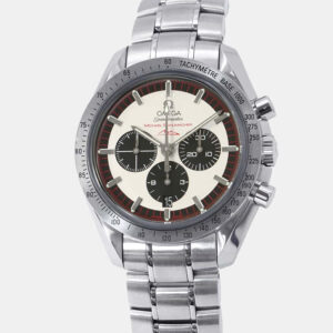 Omega Ivory Stainless Steel Speedmaster Schumacher 3853.32 Automatic Men's Wristwatch 42 mm