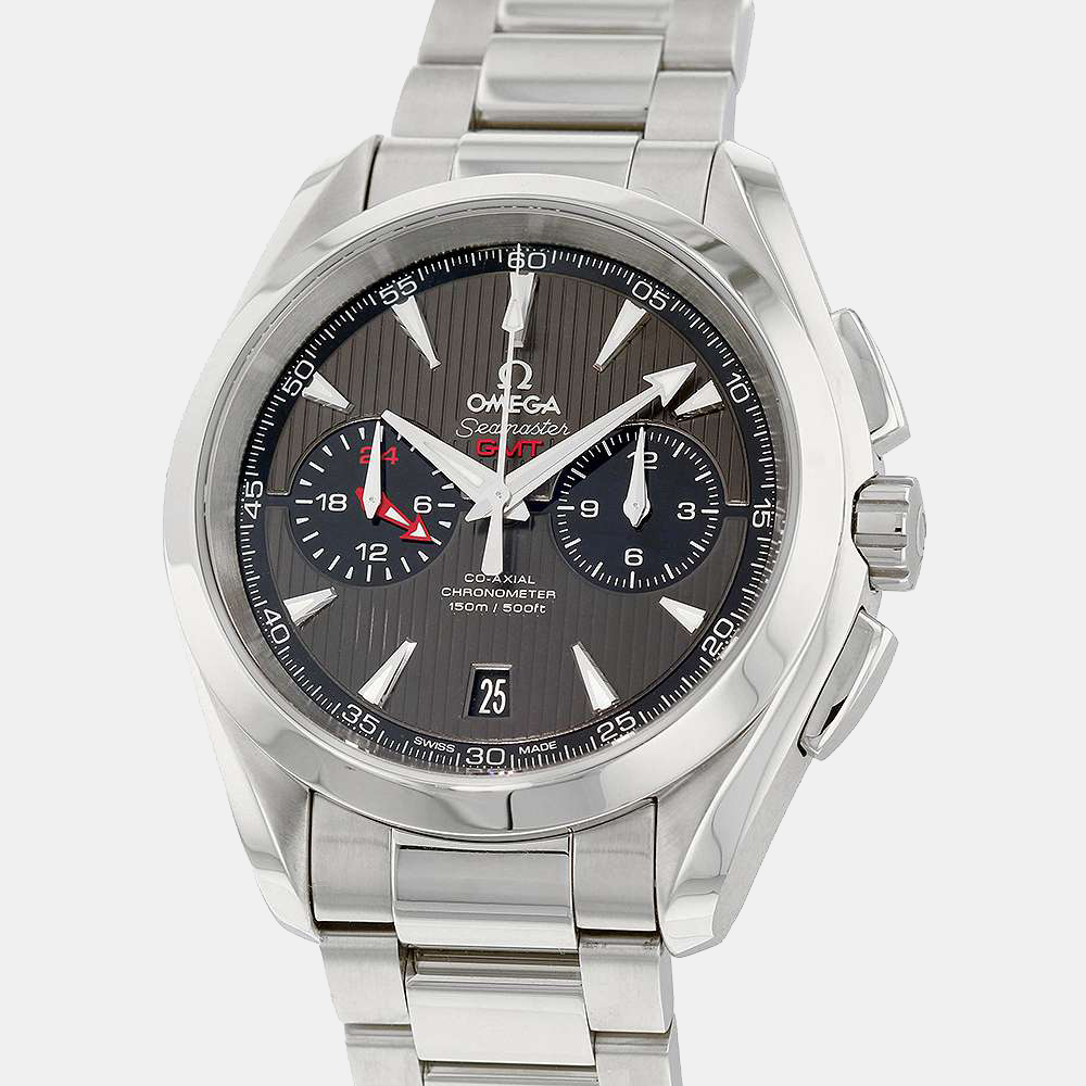 luxury-men-omega-used-watches-p674583-002-1 Omega Grey Stainless Steel Seamaster GMT Chrono 231.10.43.52.06.001 Men's Wristwatch 43 mm